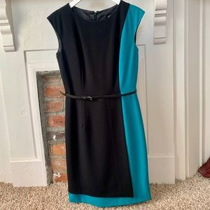 Ellen Tracy black and teal pencil dress